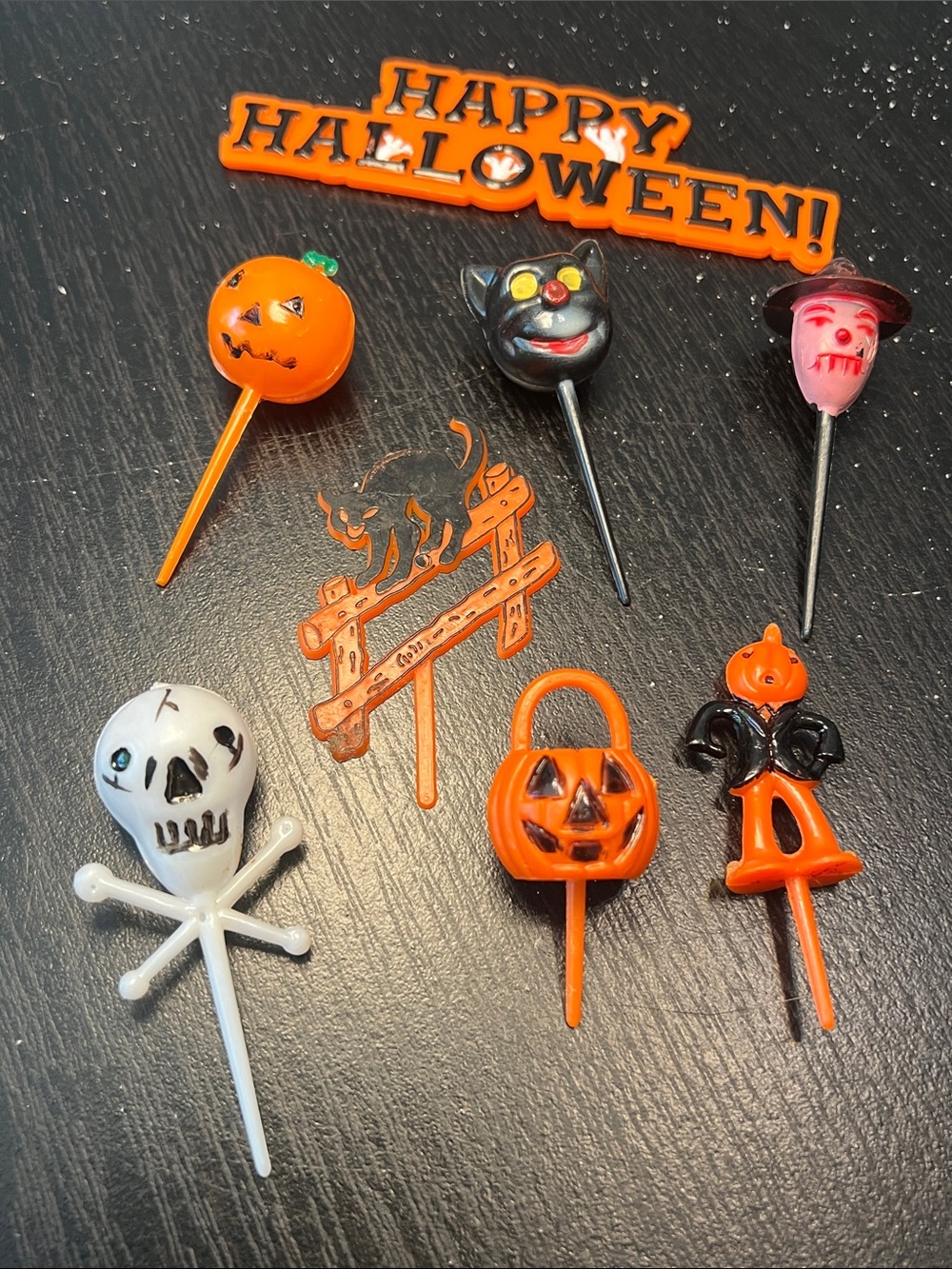 Vintage Halloween Decorations Cupcake Topper Cake Topper Lot Pumpkin Blow Mould